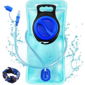 Hydration Bladder, 1.5L Water Bladder for Hiking Backpack Leak Proof Water Reservoir Storage, 1.5 Liter BPA-Free Water Pouch Hydration Pack Replacement for Biking Climbing Cycling Running, Blue