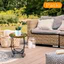 Cinnvoice Outdoor Side Table Round Small Mosaic Patio Accent Indoor End Plant Coffee Tea Table for Yard Patio Porch Garden Living Room, Bedroom(Sunflower Style,14 Inch)