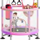 5-in-1 Toddler Trampoline for Kids,60"" Trampoline for Toddlers,Upgrade Kids Trampoline Indoor Outdoor,500lbs Baby Child Large Small Trampoline with Safety Net (light Purple)
