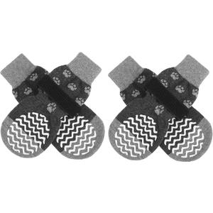 EXPAWLORER Anti Slip Dog Socks to Prevent Licking Paws, Dog Shoes for Hot Pavement, Dog Booties for Small Medium Large Senior Dogs, Traction Control Dog Boots & Paw Protectors for Hardwood Floors (Charcoal Ash, X-Small)