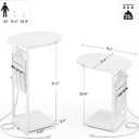 Vagusicc C Shaped End Table with Charging Station, 32" Tall Side Table for Couch and Recliner, Adjustable Height Small Couch Side Table Slide Under Sofa TV Tray Table for Living Room, Bedroom, White