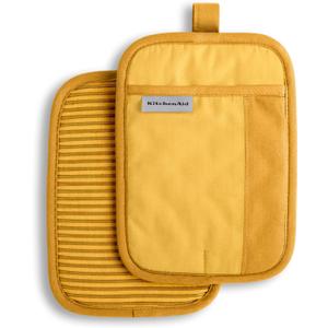 KitchenAid Beacon Two-Tone Non-Slip Pot Holder Set, Majestic Yellow, 7"x10", 2 Piece