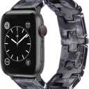 JR.DM Resin Stretchy Tortoise Shell Fancy Beaded Bracelet Light Watch Band Women Compatible with Apple Watch Band 38mm 40mm 41mm 42mm (S11/10) Strap Wristband for iWatch Series 11/10