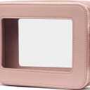Popvibe Clear Makeup Bag Travel Cosmetic Case Transparent Toiletry Bag with Zipper, Portable Make Up Organizer Traveling Compact Car Bag for Essentials (Mauve)