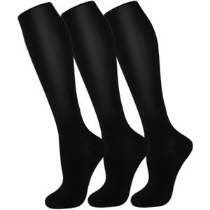 FuelMeFoot 3 Pack Copper Compression Socks - Compression Socks Women & Men Circulation - Best for Medical,Running,Athletic (Small-Medium, 001 Black-Classic)