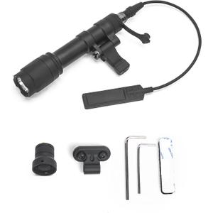 NOBUHIRO M600C 800 Lumens Tactical Flashlight, NO Logo Version with Replaceable Mounting Rotating Base for 20mm Picatinny & Mlok/Keymod Rail, with Remote Pressure & Push Button Switch