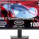 SANSUI Monitor 27 Inch 100Hz USB Type-C Computer Monitor, FHD 1920X1080P,Frameless Eye Care PC Office Monitor with HDMI, Adaptive Sync, HDR, VESA(100x100mm)ES-27F2C HDMI Cable Included