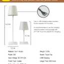 Cordless Table Lamp, Rechargeable Table Lamp with Touch Dimmable Control, Portable LED Desk Lamp for Indoor Patio (White-Rectangle, 1)