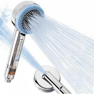 High Pressure Shower Head with Handheld with 4 Detachable Spray Modes and ON/OFF Pause Switch Detachable Filtered Showerhead ABS Rust-Resistant Material Chrome Polish, 1.9GPM