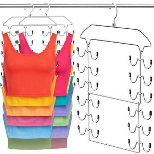 Closet Organizers and Storage,Tank Top Hanger 6 Tier Double Space Saving Bra Hangers,Dorm Room Essentials for Girls,Non-Slip Hanging Closet Organizer for Camisoles Sports Bras Strappy Dress Swimsuits