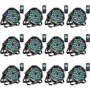Litake Stage Lights Par Lights DJ Party Light Corded RGB 36 LED with DMX Controller Sound Activated Remote Control DJ Uplights for Events Wedding Party Club Bar Dance Gratulation Stage Lighting 12 PCS