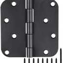 12 Pack Black Exterior Door Hinges 4 Inch Matte Black Door Hinges 4 Inch Black Hinges for Doors Rounded Edge 5/8" Radius Corners Door Hardware Security Commercial Grade Door Hinge 4"x 4" JIW