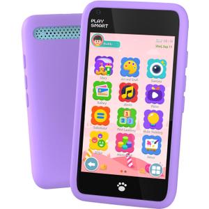 Toys Kids Smart Phone, Birthday Gifts for Girls, Kids Phone with 3.97" Touchscreen, 16 GB Storage & Front Camera Mini Play Cell Phone, Toddler Toys for Girls Age 3 4 5 6 7 8 9 10 Years Old (Purple)