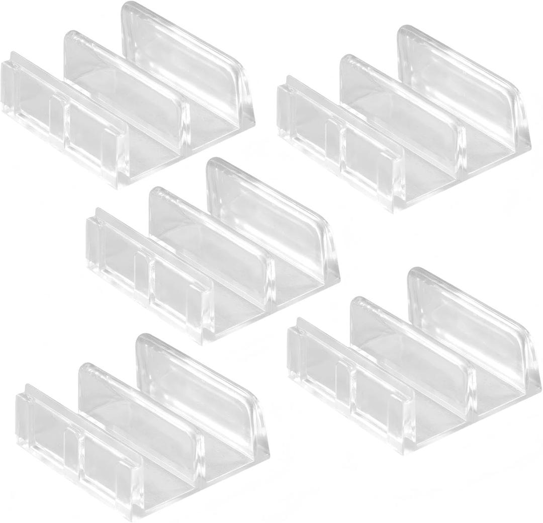 5 PCS Clear Plastic Sliding Shower Door Bottom Guide M6059,1/2" Channels,Snap-in Design,Double-Sided Adhesive Backing