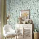 Peel and Stick Wallpaper - Green and White Leaf Wallpaper Removable Waterproof Contact Paper for Cabinets Bedroom Self-Adhesive Wall Cover Vinyl 16.1x197