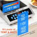 Dual Coils Design of Stainless Steel Single Burner Electric Cooktop, 1800W Commercial Ceramic Infrared Cooking Hot Plate, Portable Countertop Radiant Stove Top Cooker with WATT and TEMP Control