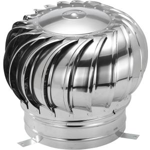 PATIKIL 11.8 Inch Exhaust Cap Roof Flue Vent Stainless Steel Roof Vent Wind Turbine Cap Cover Round Rotation Flue Vent for Outside Chimney Cover Flue Caps