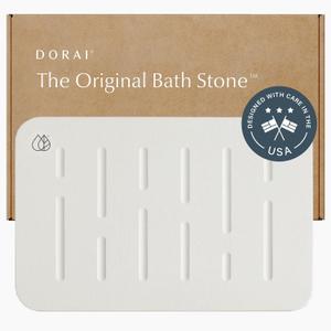 Dorai Home Bath Stone Mat 23.6"x15.4"  Luxury Diatomite Stone Mat, Quick-Dry, Non-Slip, Rain Sandstone