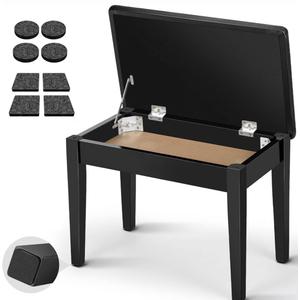 CLEAM Piano Bench with Storage Compartment - Piano Stool Chair Seat with 1.2in Thick Padded Cushion Keyboard Bench Piano for Children and Adults Black