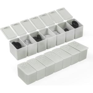 2 x Weekly Small Pill Organizer, 7 Day Pill Case, Daily Vitamin Case Medicine Box, Pill Containers for Medicine Supplements Fish Oil(2Pcs,Grey)
