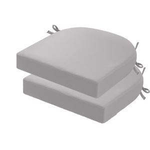 idee-home Outdoor Chair Cushions Set of 2, Thick 19" x 19" x 3" Patio Chair Cushions for Outdoor Furniture Waterproof with Ties, Seat Cushion, Chair Pads Dining Chair Grey