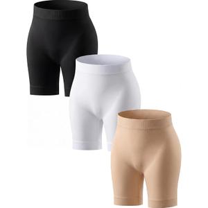 ATTLADY Slip Shorts for Under Dresses Women - Anti-Chafing Cooling Slip Shorts, Women's Seamless Under Skirts (X-Large, Black+white+nude)