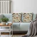 Floral Mushroom Pillow Covers, Vintage Flower Floral Mushroom Decorative Throw Pillow Covers Cushion Cases for Bedroom Couch Sofa Bed Living Room Car 18x18 Inches Set of 2