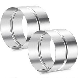 Hicarer 2 Pcs 4 Inch Galvanized Steel Duct Connector, Dryer Vent Connector, Round Coupler Extension for Ventilation, Metal Vent Coupler Metal Hose Coupling Pipe Duct Extension, Silver