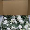 Ling's moment Backdrop Floral Garland 6.5FT Artificial Wedding Arch Flowers Sage Green Decor, White Ceremony Reception Hanging Eucalyptus Rose Arbor Arrangement Outdoor Party Swag Home Decorations