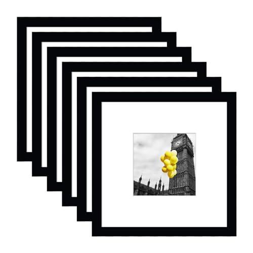 BSRHOME 8x8 Picture Frame Set of 9, Display Pictures 4x4 with Mat or 8x8 Without Mat, Tabletop Display and Wall Hanging Photo Frame, Collage Wall Decor Gallery Wall Frame Set, Black