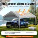 VEVOR Carport Replacement Canopy Cover 10 x 20 ft, Garage Top Tent Shelter Tarp Heavy-Duty Waterproof & UV Protected, Easy Installation with Ball Bungees,Grey (Only Top Cover, Frame Not Include)