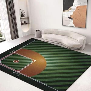 Sports Area Rug 5'x6' Floor Mat Non-Slip Kids Rugs Washable for Living Room Dining Dorm Room Bedroom Home Decor Carpet Field Baseball (Pattern6)