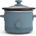 bella 1.5 Qt Slow Cooker with 3 Heat Manual Control, Ceramic Nonstick Coating, Dishwasher Safe Stoneware Pot and Tempered Glass Lid, Tangle Free Cord Wrap & Cool Touch Handles, Surf, 1.5 Quarts