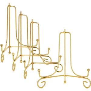 LIONWEI LIONWELI 6 Inch Gold Iron Plate Stand Holder Easel Display Stand for Plate?Picture?Photo and More,4 pcs.