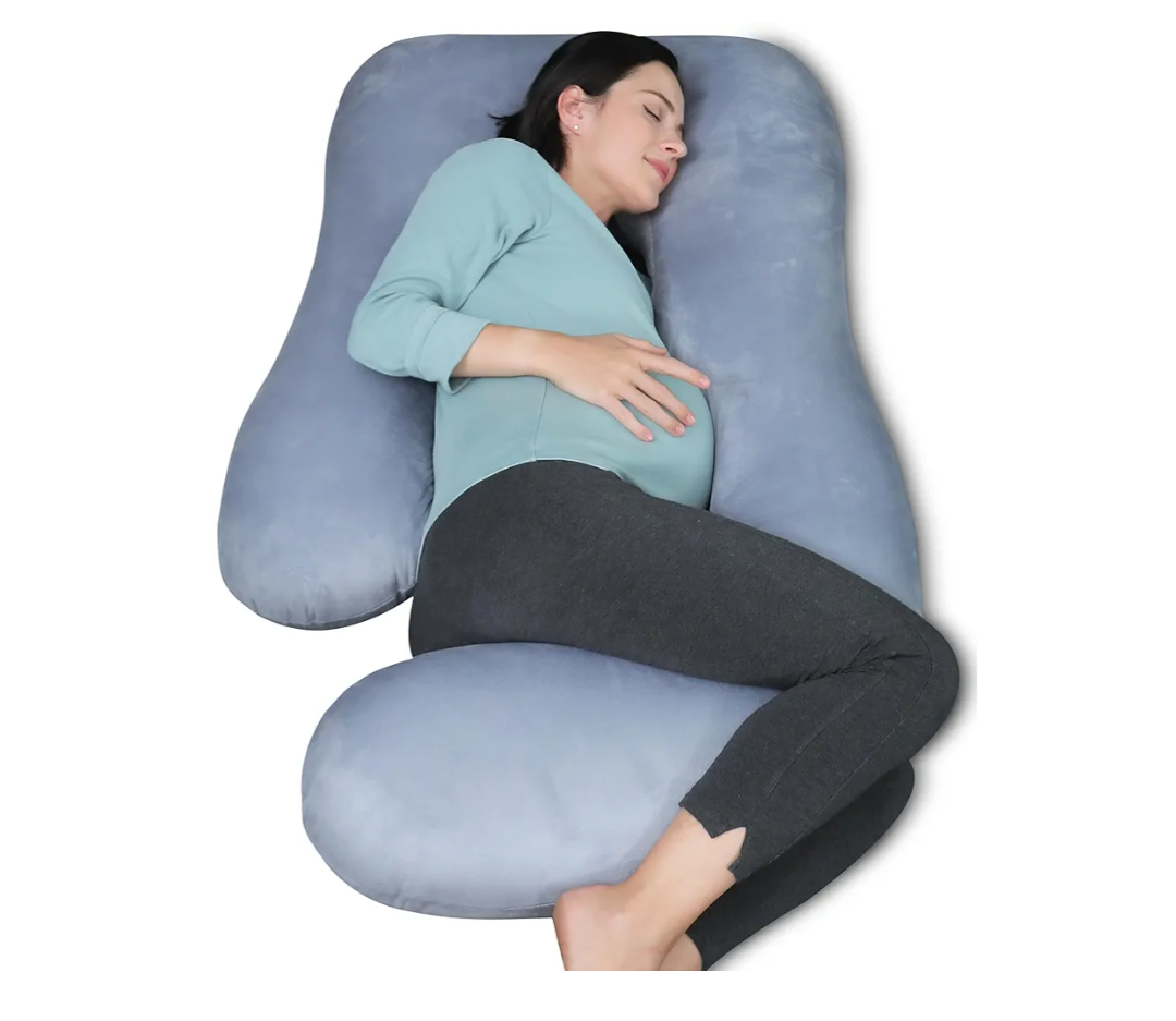 MOON PARK Pregnancy Pillows for Sleeping - U Shaped Full Body Maternity Pillow with Removable Cover - Support for Back, Legs, Belly, HIPS - 57 Inch Pregnancy Pillow for Women - Grey
