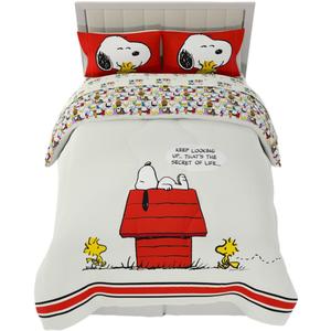 Peanuts Charlie Brown & Snoopy Classic Pals Super Soft Comforter and Sheet Set, 5 Piece Full Size, (Officially Licensed Product) Franco Collectibles