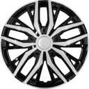 16 Inch Hubcaps with Adjustable Steel Retention Rings, Premium ABS Universal Fit, Set of 4 Wheel Covers (Silver-Black)