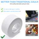 White Caulking Tape for Toilet and Bathtub Self Adhesive, 1.5" x13.5Ft Sealant Caulk Strip Sealing Tape for Bathroom Peel and Stick Floor Shower Wall Tile and Kitchen Edge Protector