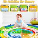 Smikoo Baby Crawling Play Mat for Floor, Cotton Educational Tummy Time Area Rug for Learning Month Weather Season, Round Non-Slip Super Soft Playmat for Playing Gym Activity for Infants Toddlers