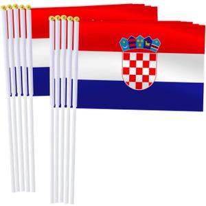 25 Pack Croatia Handheld Small Flag,Mini Croatian Hand Held Miniature Stick Decor