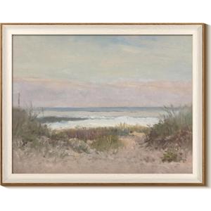 InSimSea Framed Canvas Wall Art Decor Room Decor, Classical Coastal Scenery Bathroom Pictures Wall Decorations, Farmhouse Kitchen Office Bathroom Art Wall Decor 16X20In