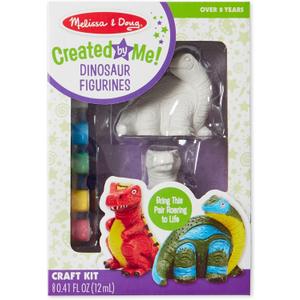 Melissa & Doug Created by Me! Dinosaur Figurines Craft Kit (2 Resin Dinosaurs, 6 Paints, Paintbrush)