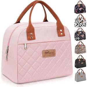 HOMESPON Insulated Lunch Bag for Women Men Adults Lunch Tote with Front Pocket Lunch Box Container Cooler Bag for Work Picnic (Pink)