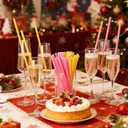 150 Pcs Christmas Star Tree Shaped Plastic Straws Disposable Drinking Straw Bulk for Cocktail Xmas Party Birthday Party Supplies (Yellow,Pink)