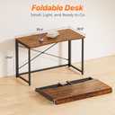 Huuger Folding Desk for Small Spaces, 39.3 Inch Foldable Computer Table, for Home Office, Study, Bedroom, Dorm, Space Saving, Small Writing Work Office Computer Desk, Easy to Fold, Rustic Brown