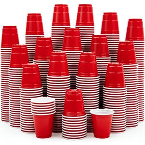 Lilymicky 1080 PACK 2 oz Plastic Shot Glasses, Mini Red Disposable Shot Cups for Parties, Carnivals, and Any Events