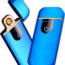 Electronic Lighter Smart USB Rechargeable, Mini Portable Design with Touch Dual-Sided Ignition - Windproof and flameless, Featuring Plasma Technology, Battery Indicator, and Lightweight Build (Blue)