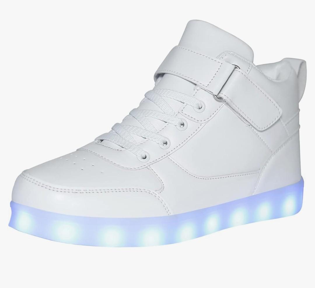 JEVRITE Unisex LED Light Up High Top Sneakers - USB Charging for Women & Men - Couples Shoes. size 46