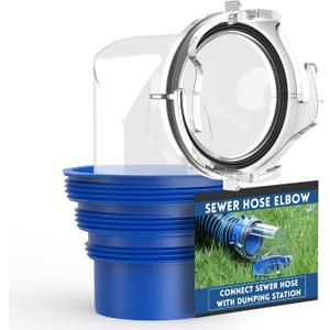 DUMPMAN RV Sewer Hose Elbow, Clear 4-in-1 Sewer Hose Adapter, Easy Connecting Bayonet Fitting, RV Sewer Drain Lock with Leak-free Gasket, 90 Degree Design