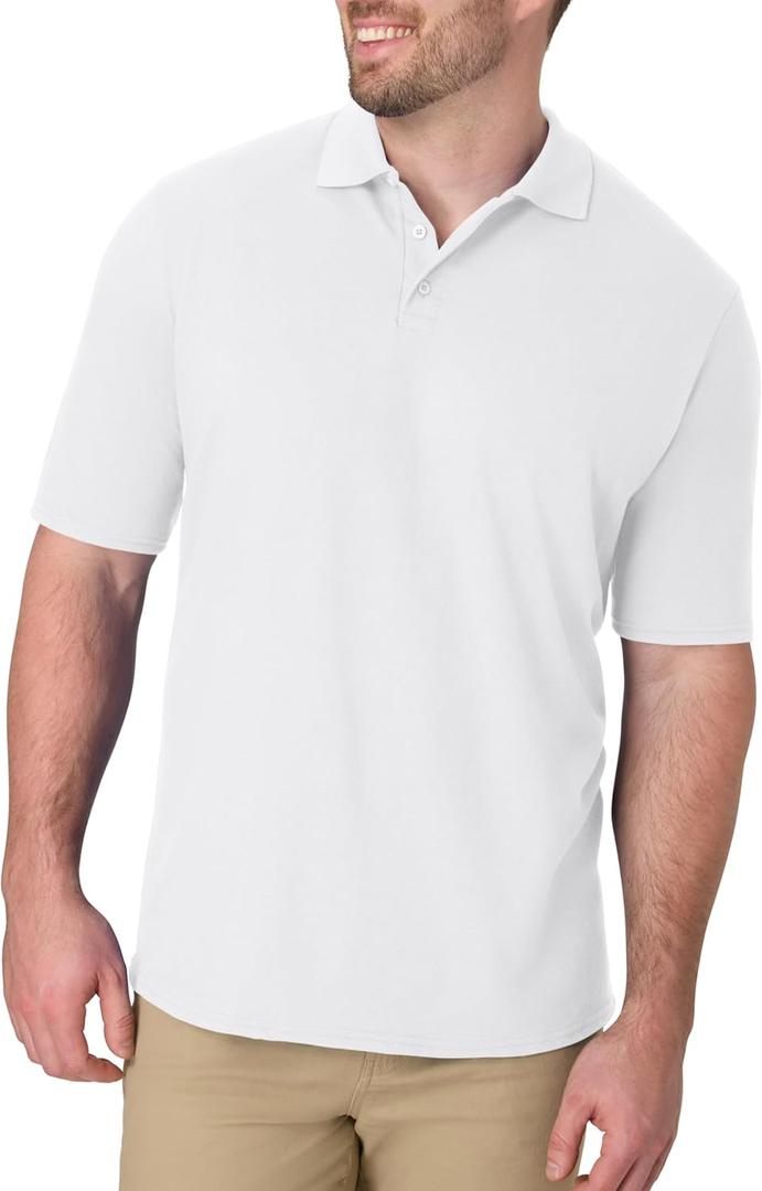 Hanes Mens X-Temp Short Sleeve Polo Shirt, Midweight Men's Shirt (Large, White) Hanes Mens X-Temp Short Sleeve Polo Shirt, Midweight Men's Shirt (Large, White)